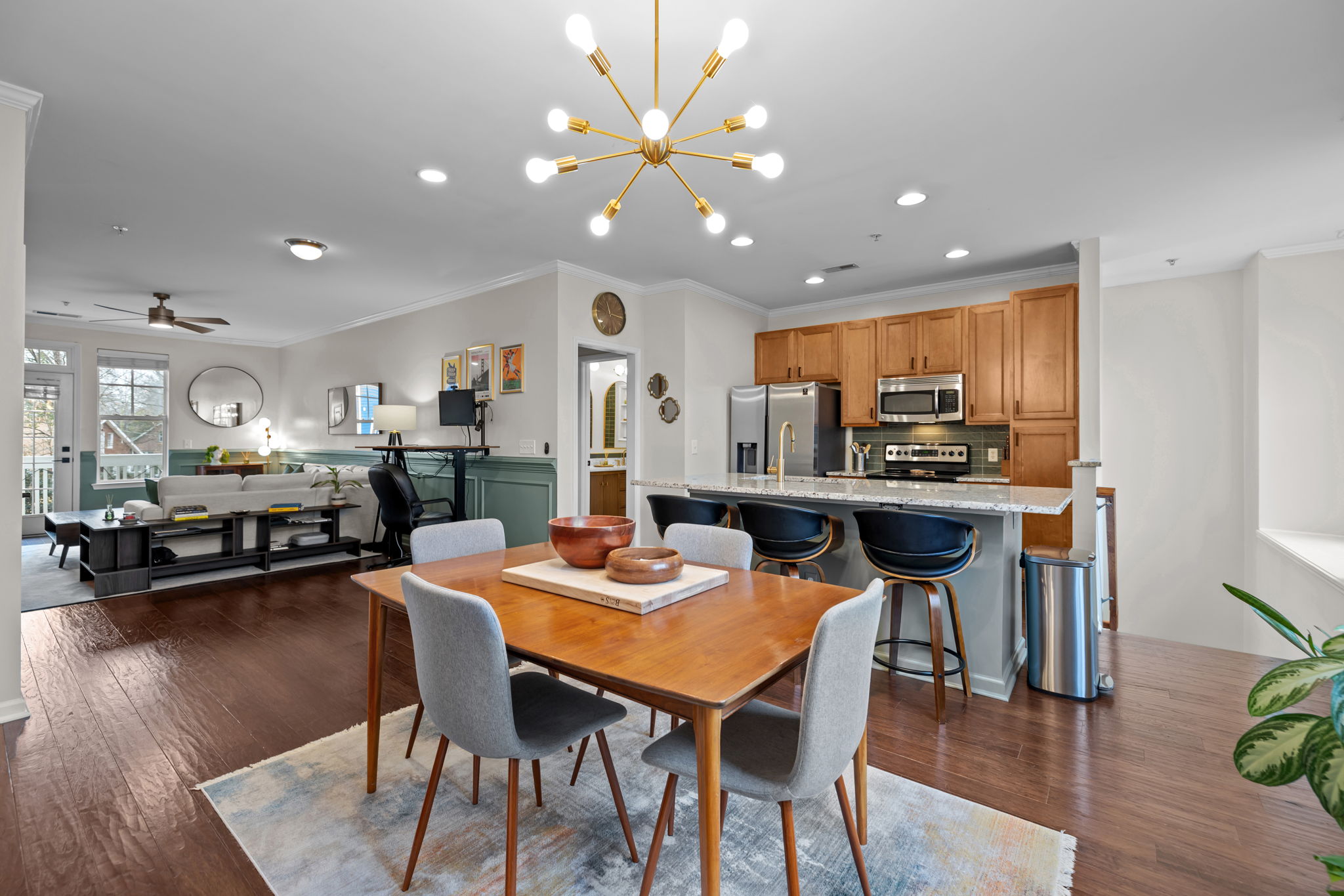 Open concept living and dining area