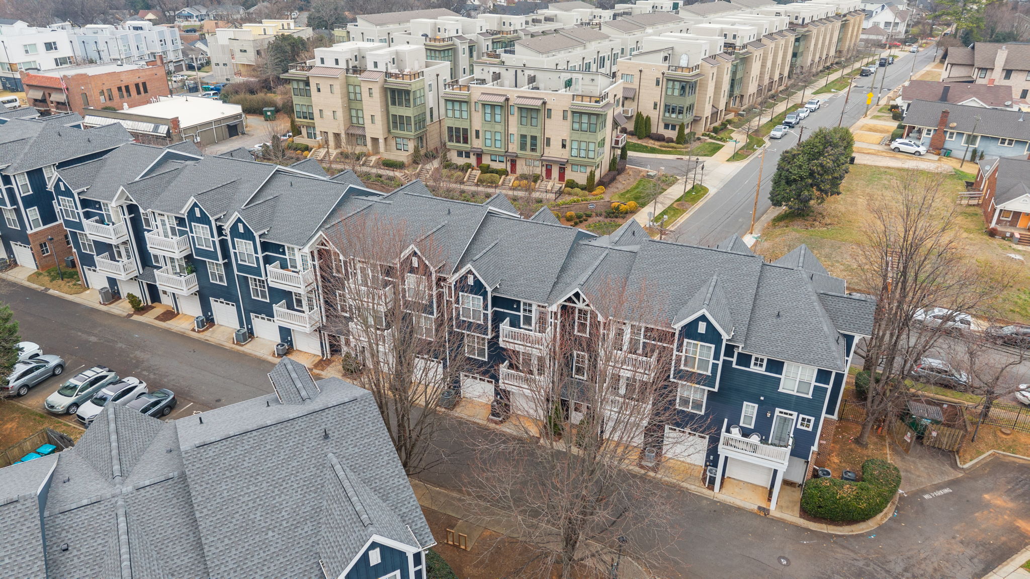 Aerial view of townhome community