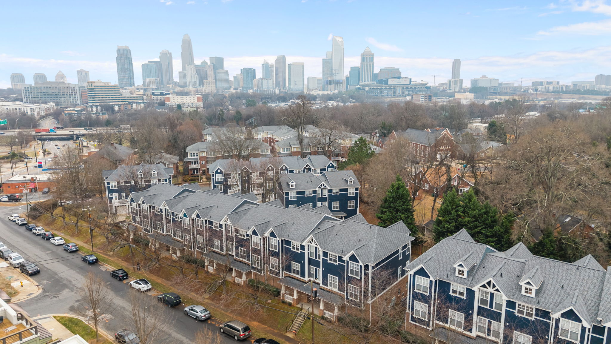 Drone view of property