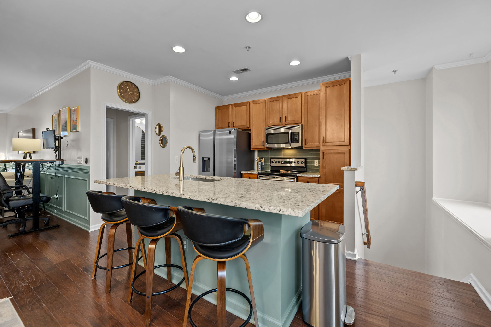 Kitchen with stainless steel appliances